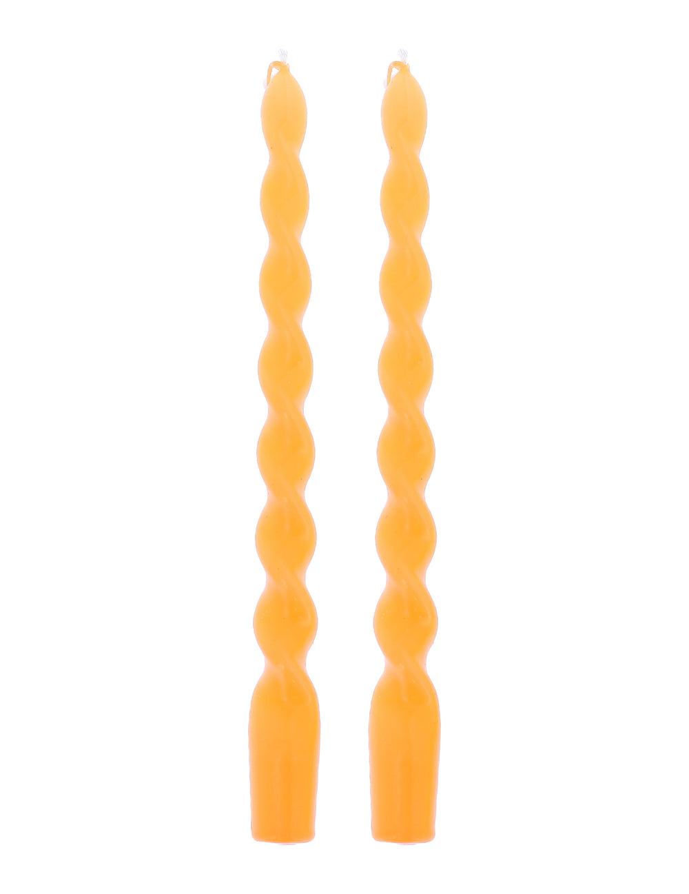 Lot de 2 bougies chandelles torsadées orange