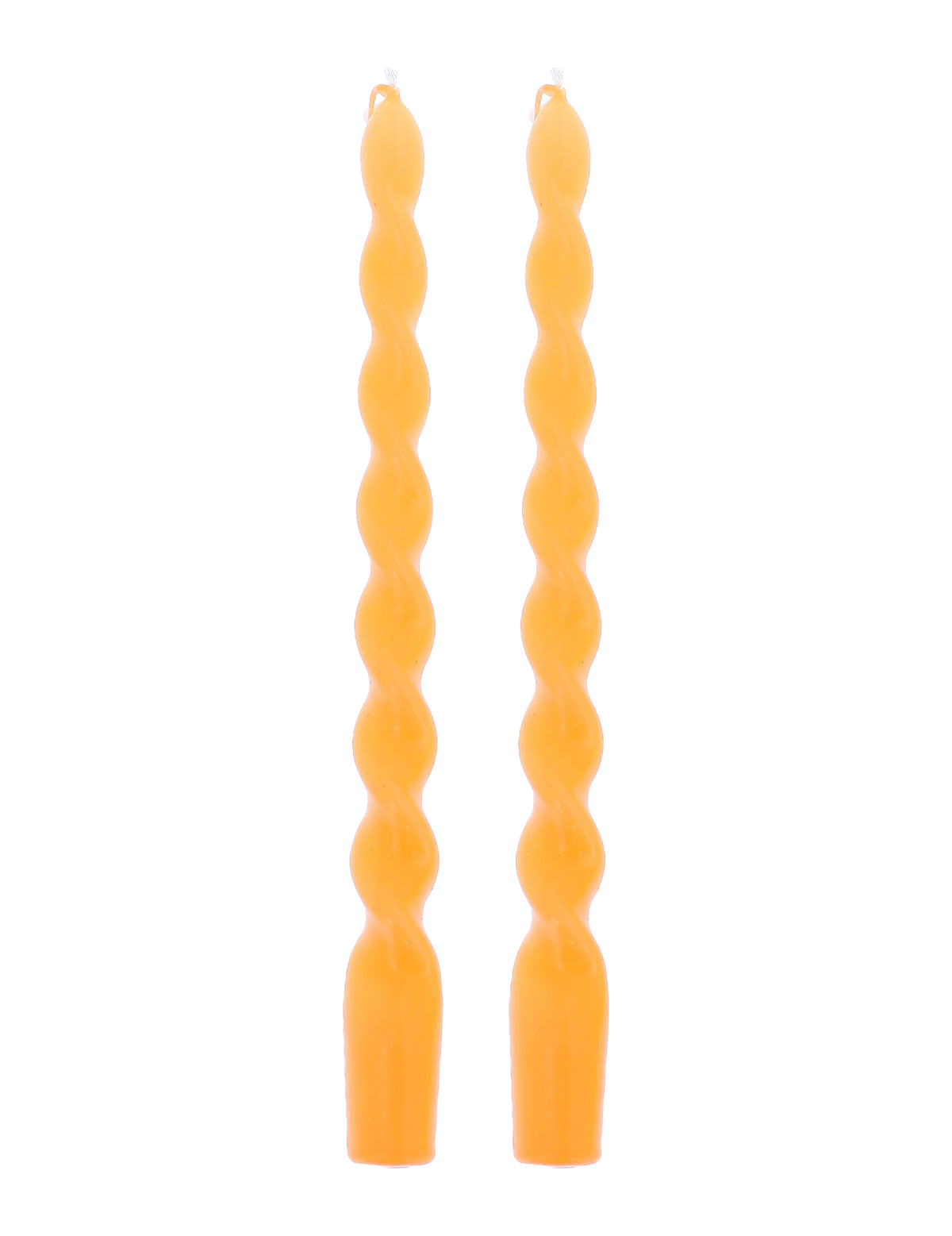 Lot de 2 bougies chandelles torsadées orange