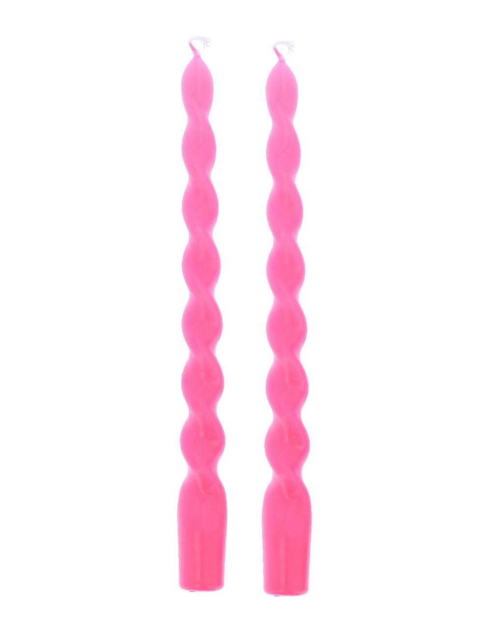 2 bougies chandelles torsadées rose