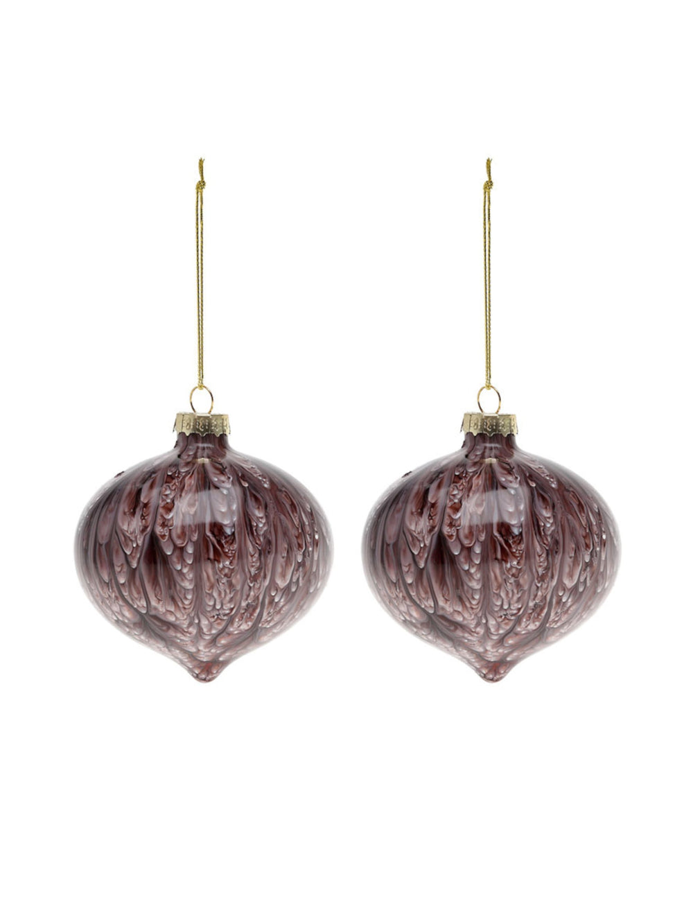 Boules en verre losange marbrées marron effet écorce