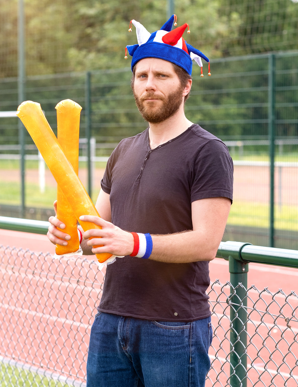 Mise en situation au stade du clap clap gonflable baguette pour supporter