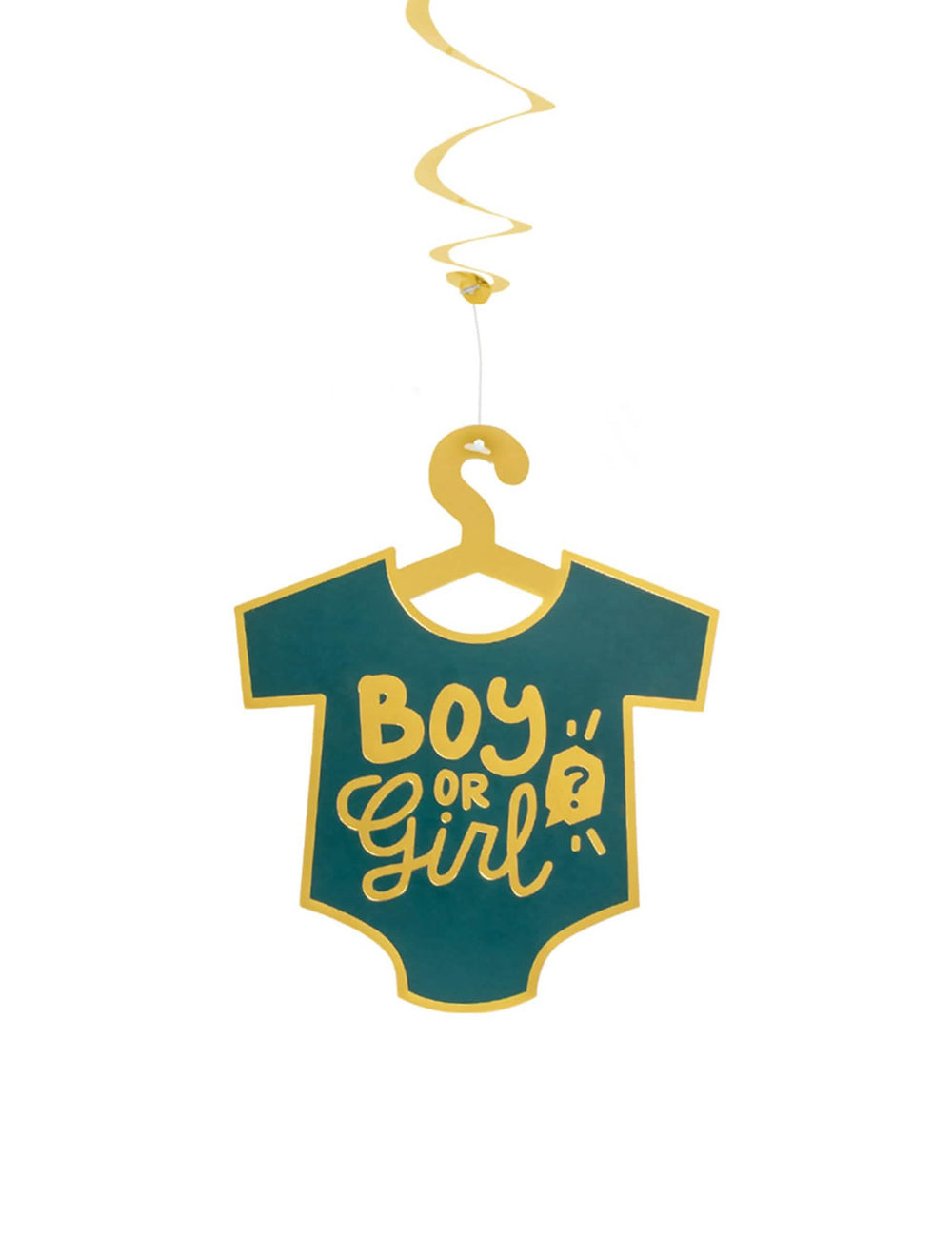 Detalhe do motivo body das decorações para pendurar Boy or Girl