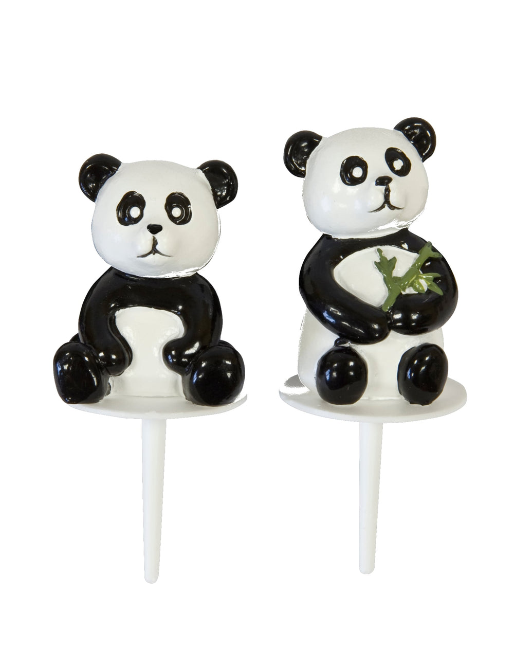 2 figurines en résine panda pour gâteau noir et blanc