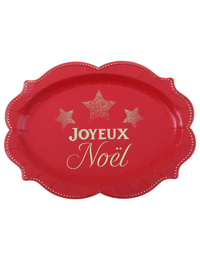 2 tabuleiros de Natal Cintilante vermelhos 36 x 26 cm