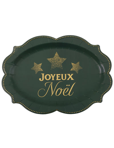 2 bandejas de Natal Cintilante verde pinheiro 36 x 26 cm