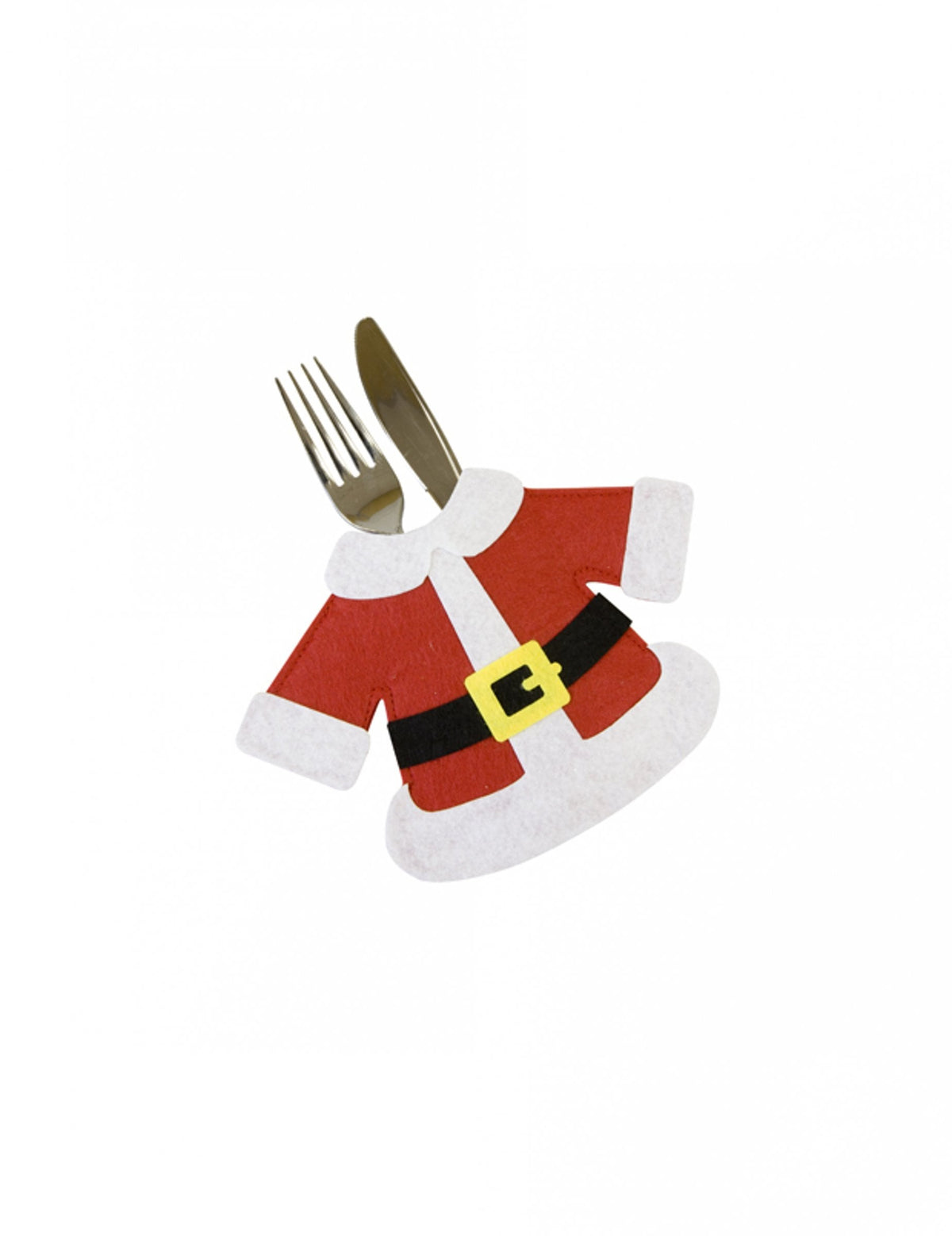 Porte couverts manteau Père Noël pour table rouge et blanc