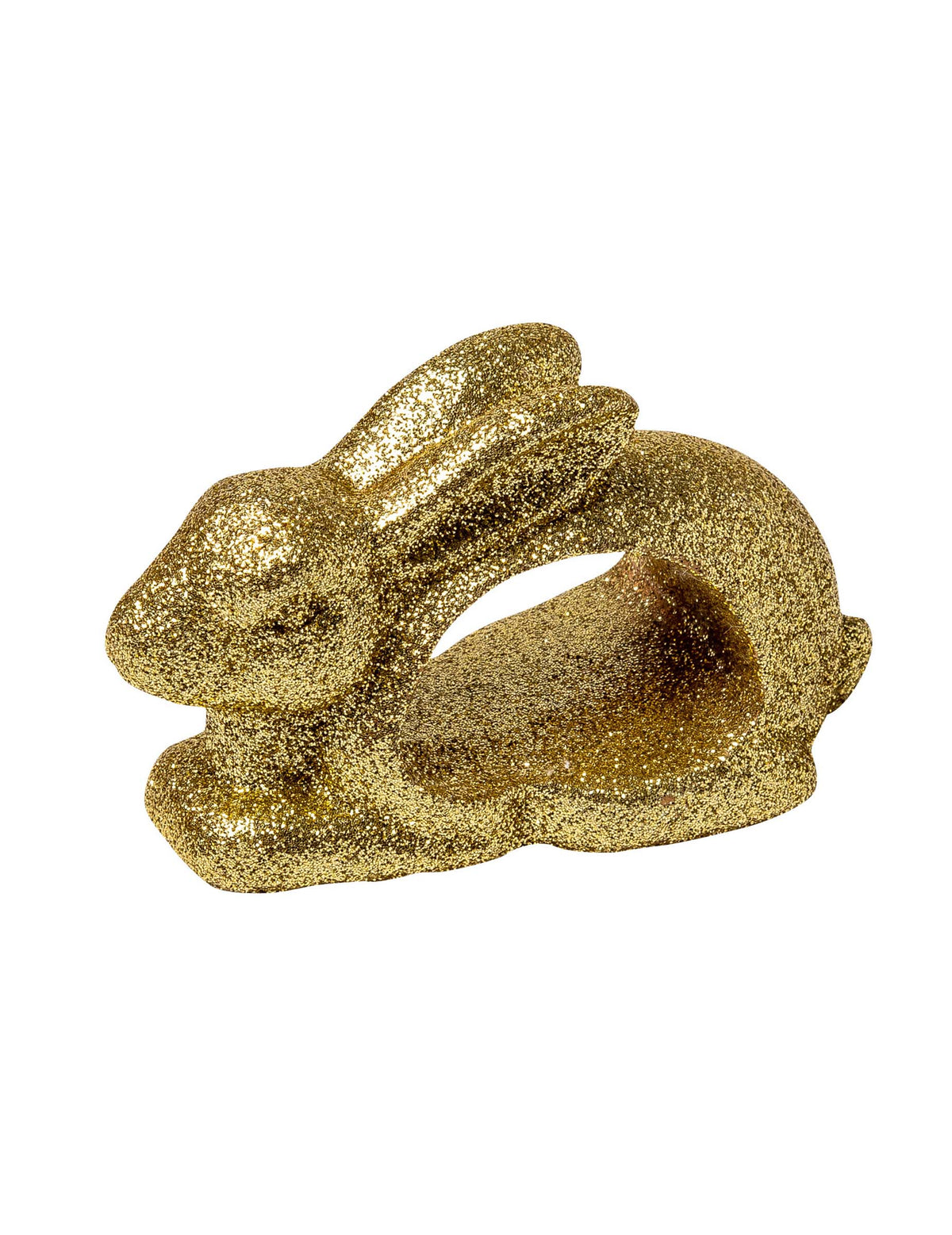 Rond de serviette lapin pour Pâques paillettes or