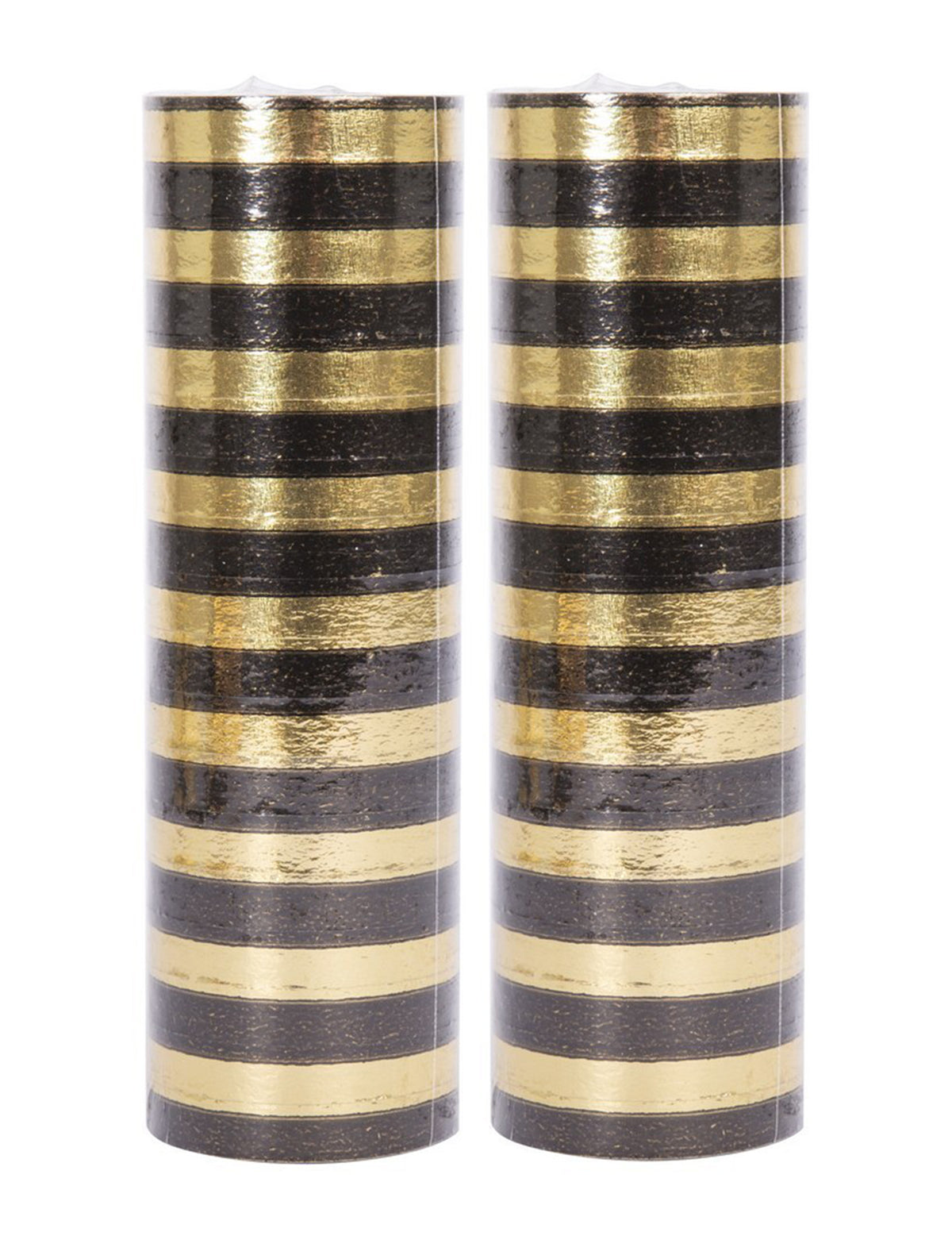 Rouleaux de serpentins noir et doré à rayures