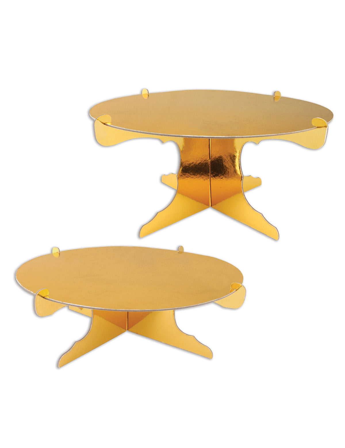 Lot de 2 supports gâteaux en carton pour fête dorés métallisés