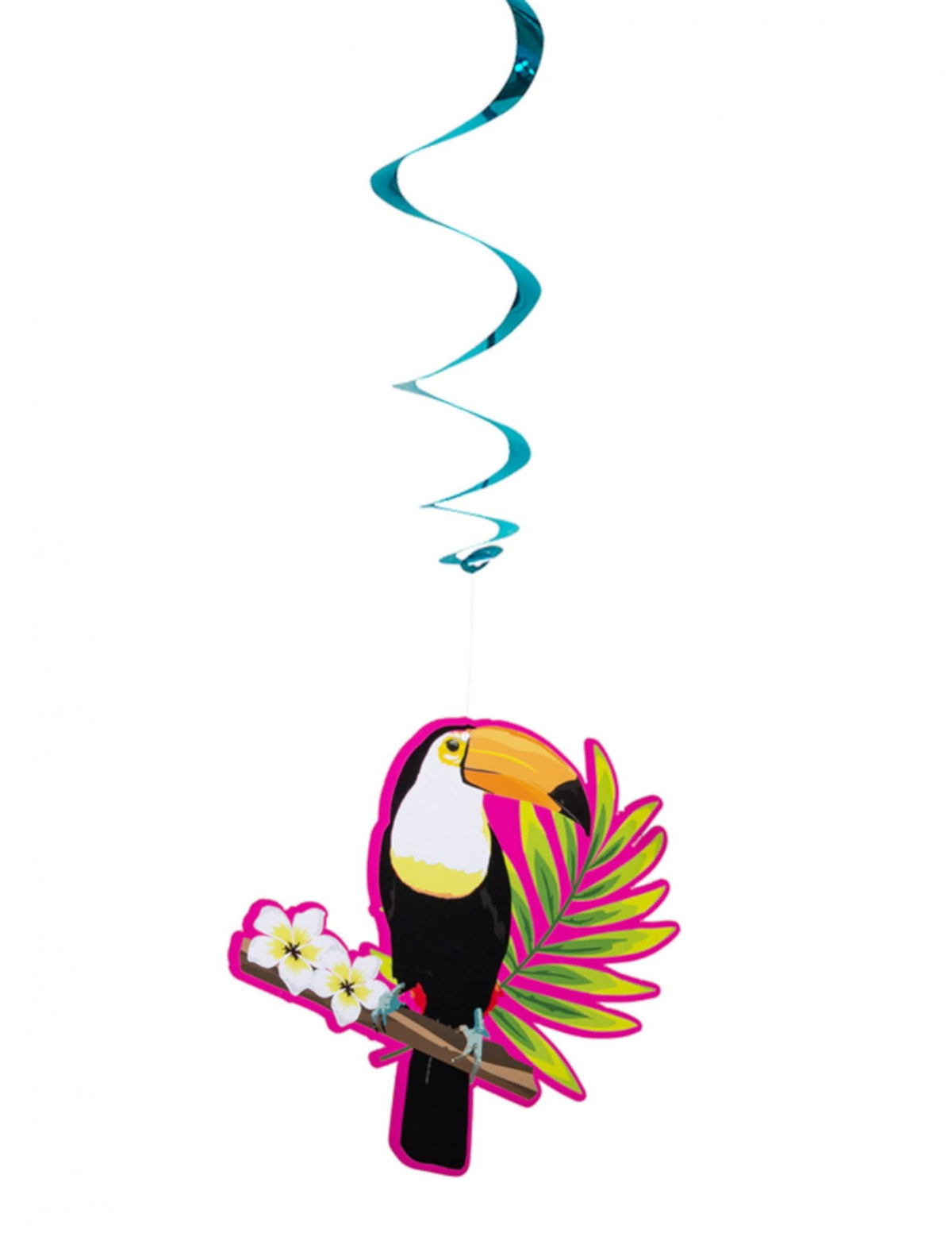 Detalhe da espiral azul e do motivo das suspensões em espiral toucan