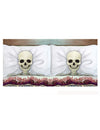 Taies d'oreiller squelette Halloween blanches avec motif crâne