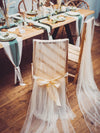 Voiles de chaise mariage chic pour décoration ivoire avec rubans satin