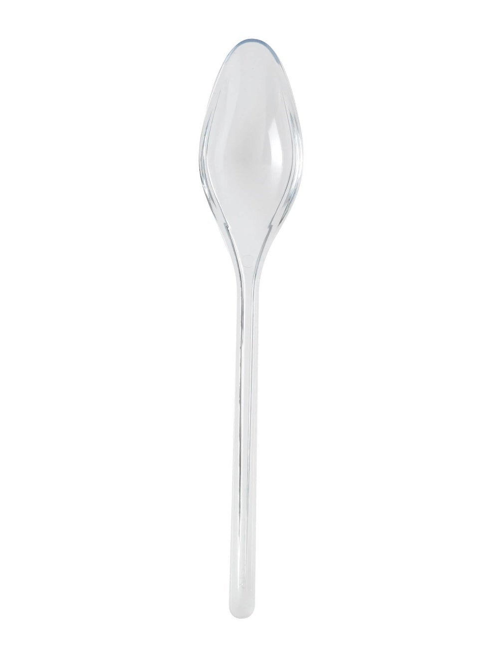 Colheres para sobremesa em plástico cristal transparente e rígidas