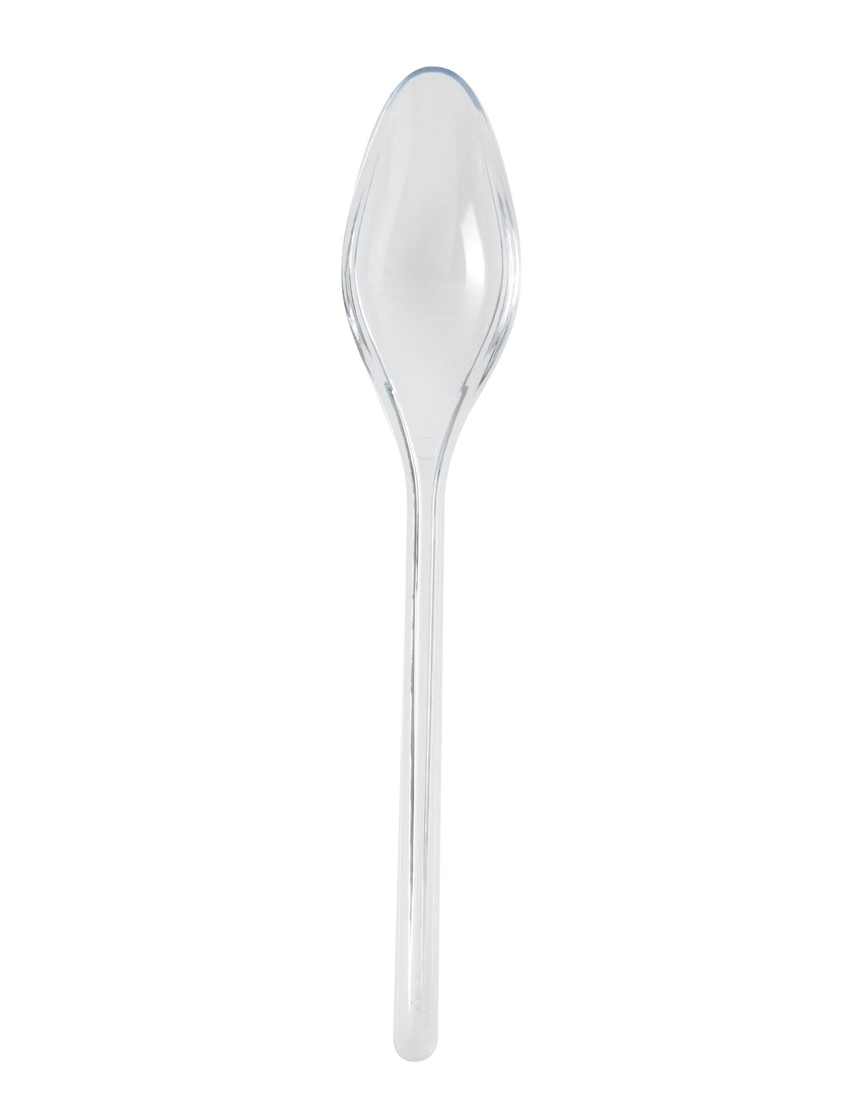Colheres para sobremesa em plástico cristal transparente e rígidas