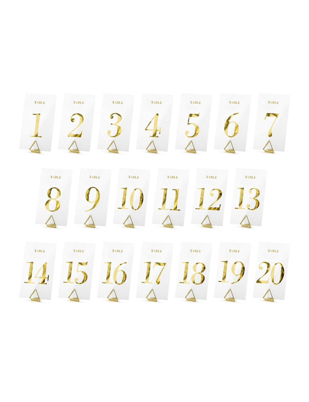 Vue d'ensemble des 20 numéros du marque table transparent chiffres dorés pour mariage doré