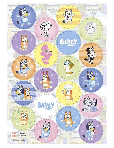 20 Mini discos de obreia Bluey e Bingo™ 3,4 cm