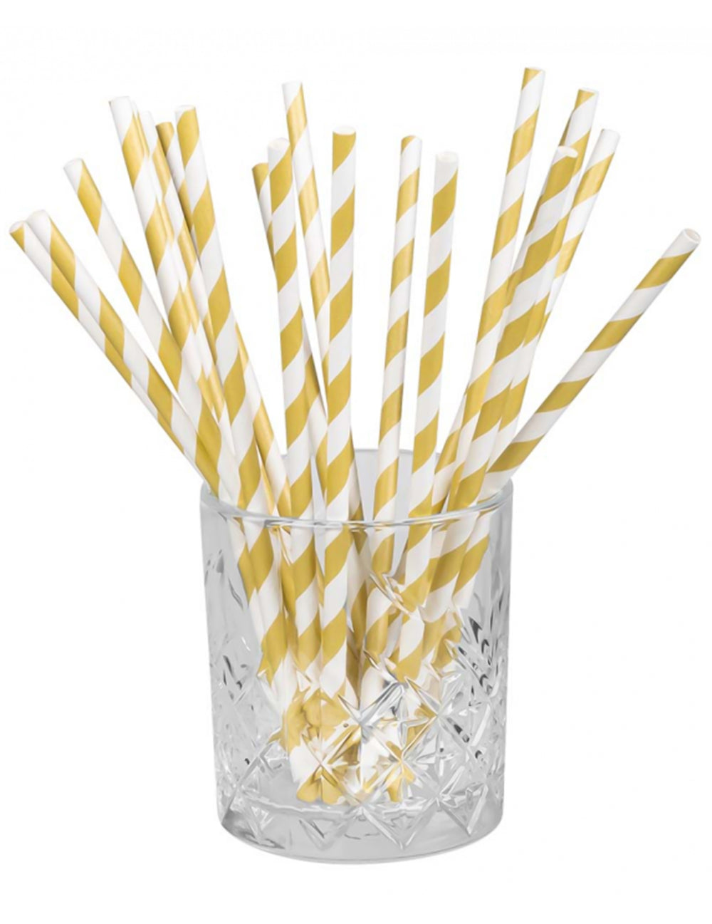 Pailles en carton rayées pour fête dorées