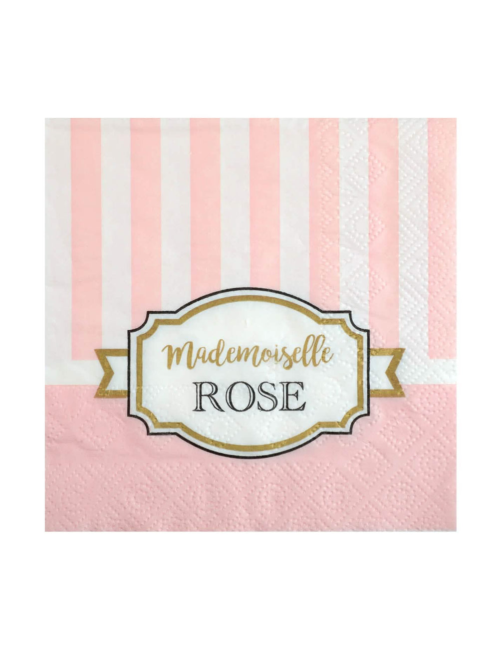 guardanapos Mademoiselle cor de rosa para baby shower cor de rosa às riscas brancas