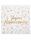 Serviettes en papier joyeux anniversaire métallisé pour décoration de table blanc et doré
