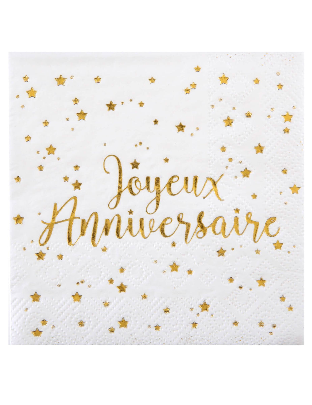 guardanapos parabéns metalizado para decoração de mesa branco e dourado