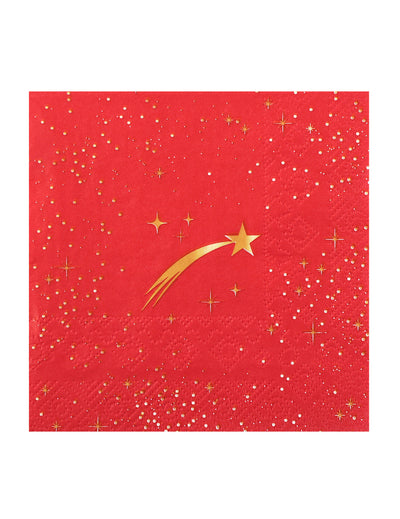 20 guardanapos pequenos Estrela Cadente vermelhos 25 x 25 cm