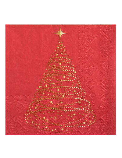 20 pequenos guardanapos Natal Cintilante vermelhos 25 x 25 cm