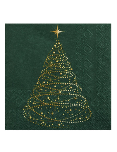 20 guardanapos pequenos Natal Cintilante verde pinheiro 25 x 25 cm