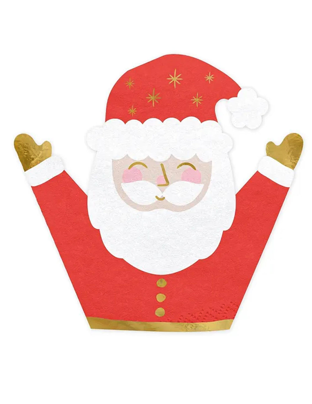 Petites serviettes en papier Père Noël pour fête rouges et blanches avec détails dorés