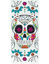 Sachets bonbons en plastique Dia de los muertos pour fête blancs avec motifs tête de mort mexicaine colorée