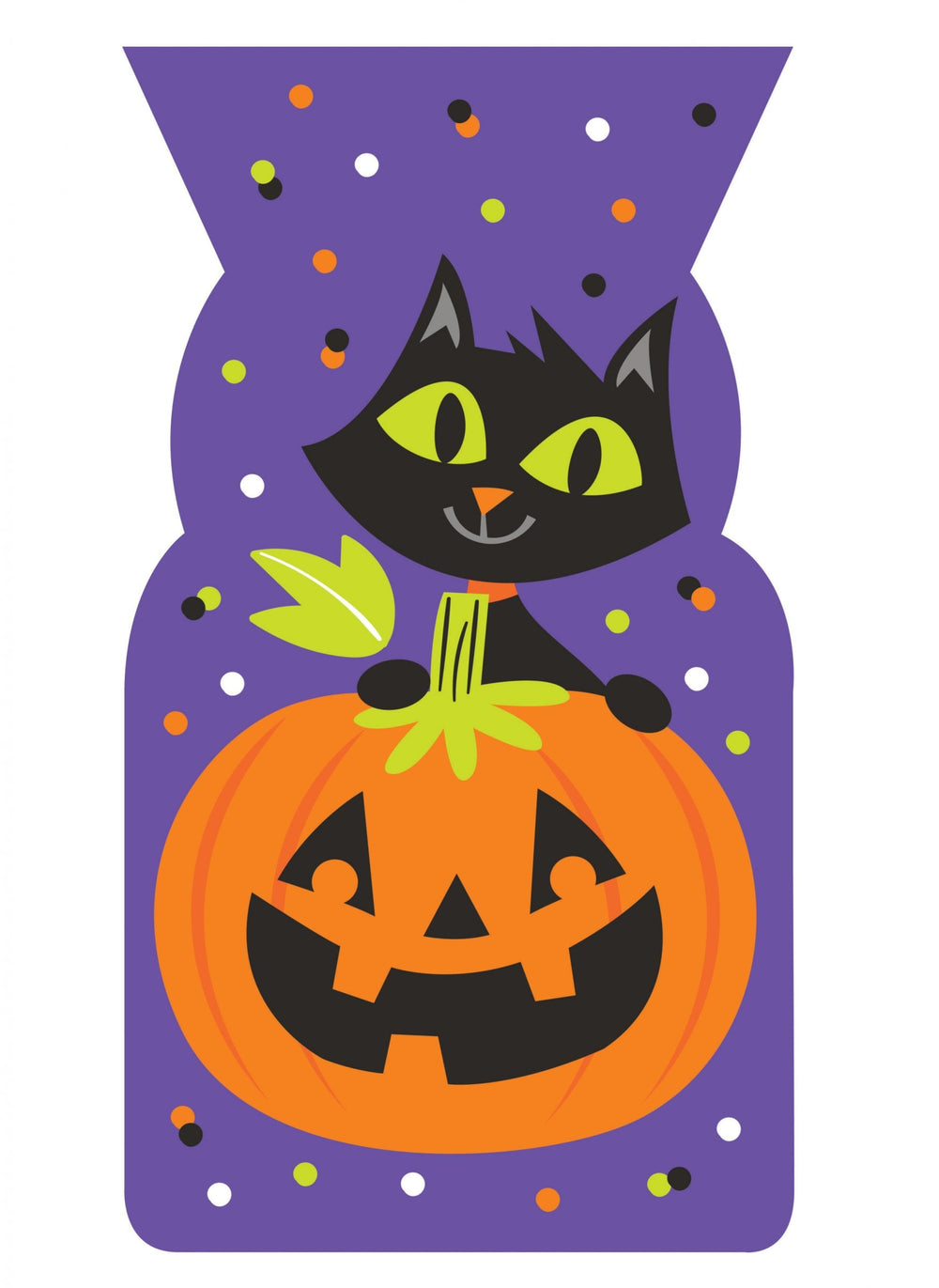 Sachets plastique chat et citrouille pour Halloween violets