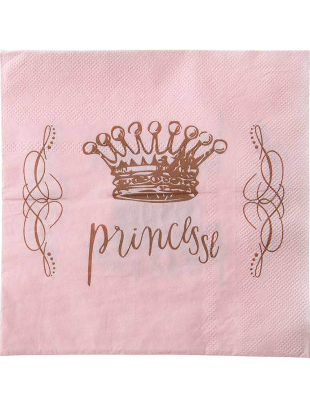 Serviettes en papier princesse pour fête rose avec couronne