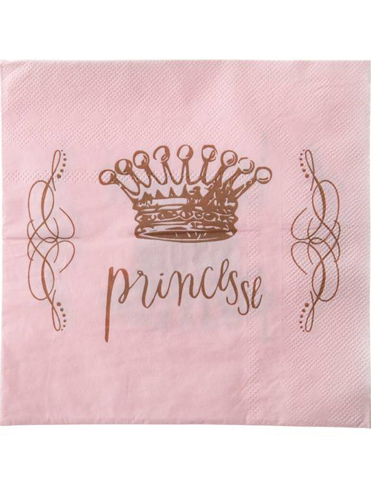 Serviettes en papier princesse pour fête rose avec couronne