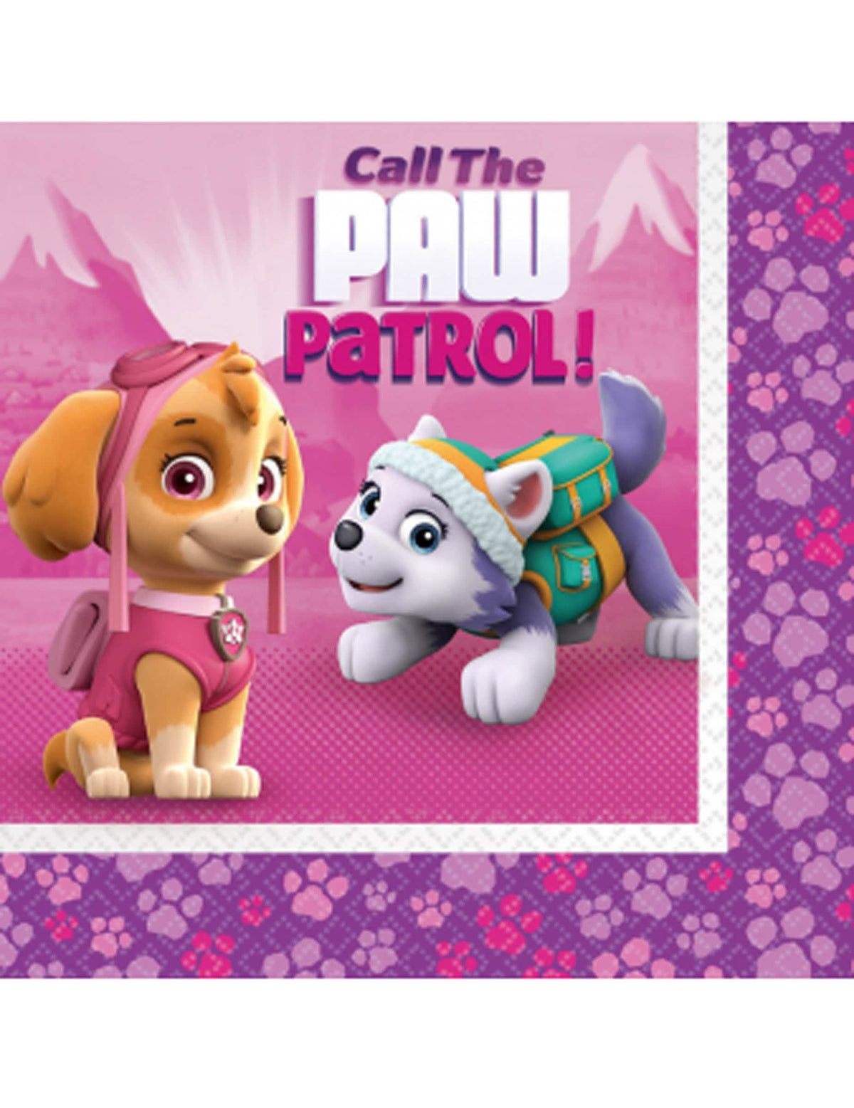 guardanapos Pat'Patrouille para criança cor de rosa com Stella e Everest