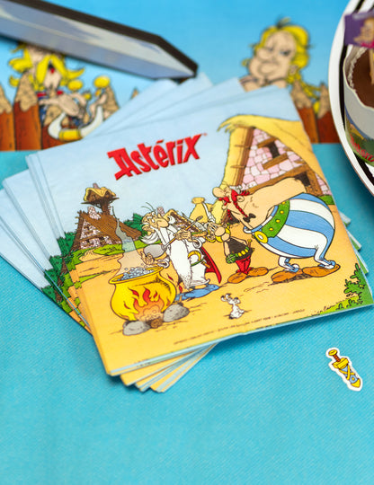 Vue d'ensemble de la pile des serviettes en papier Astérix