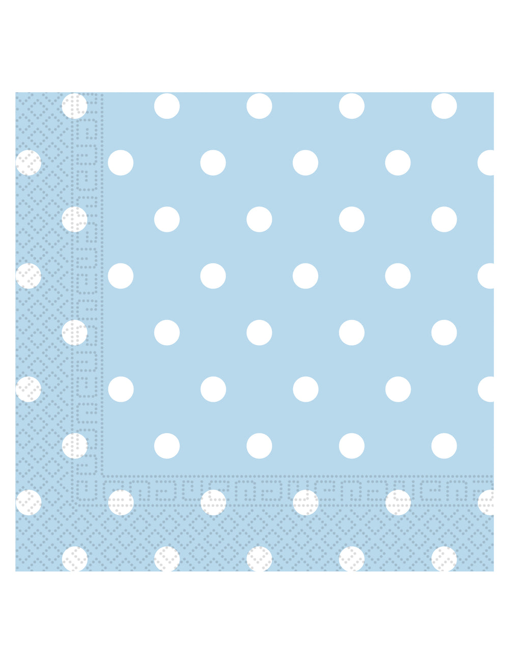 Serviettes en papier bleu ciel à pois blancs