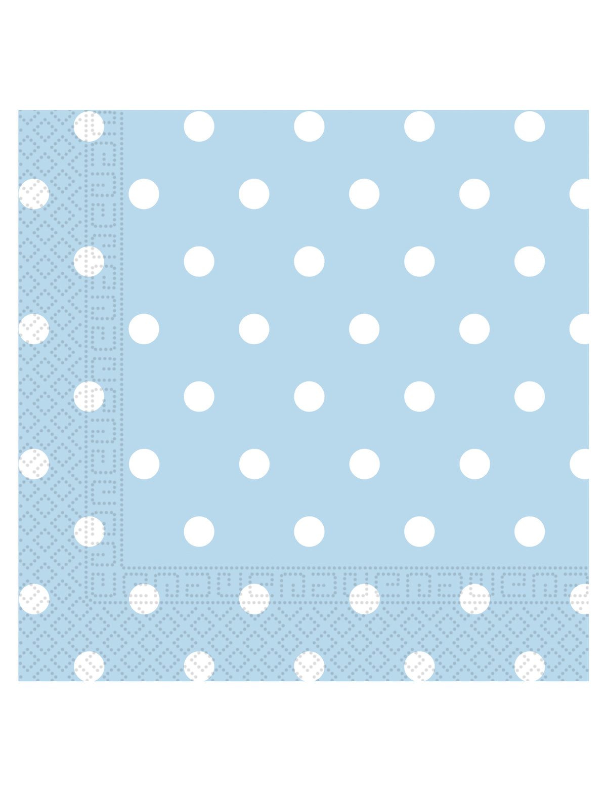 Serviettes en papier bleu ciel à pois blancs