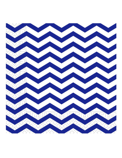 Serviettes en papier chevron pour anniversaire bleu roi