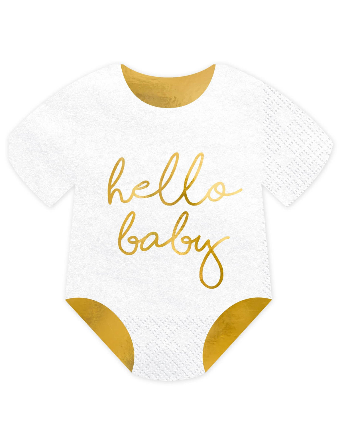 guardanapos body Hello Baby para baby shower branco e dourado