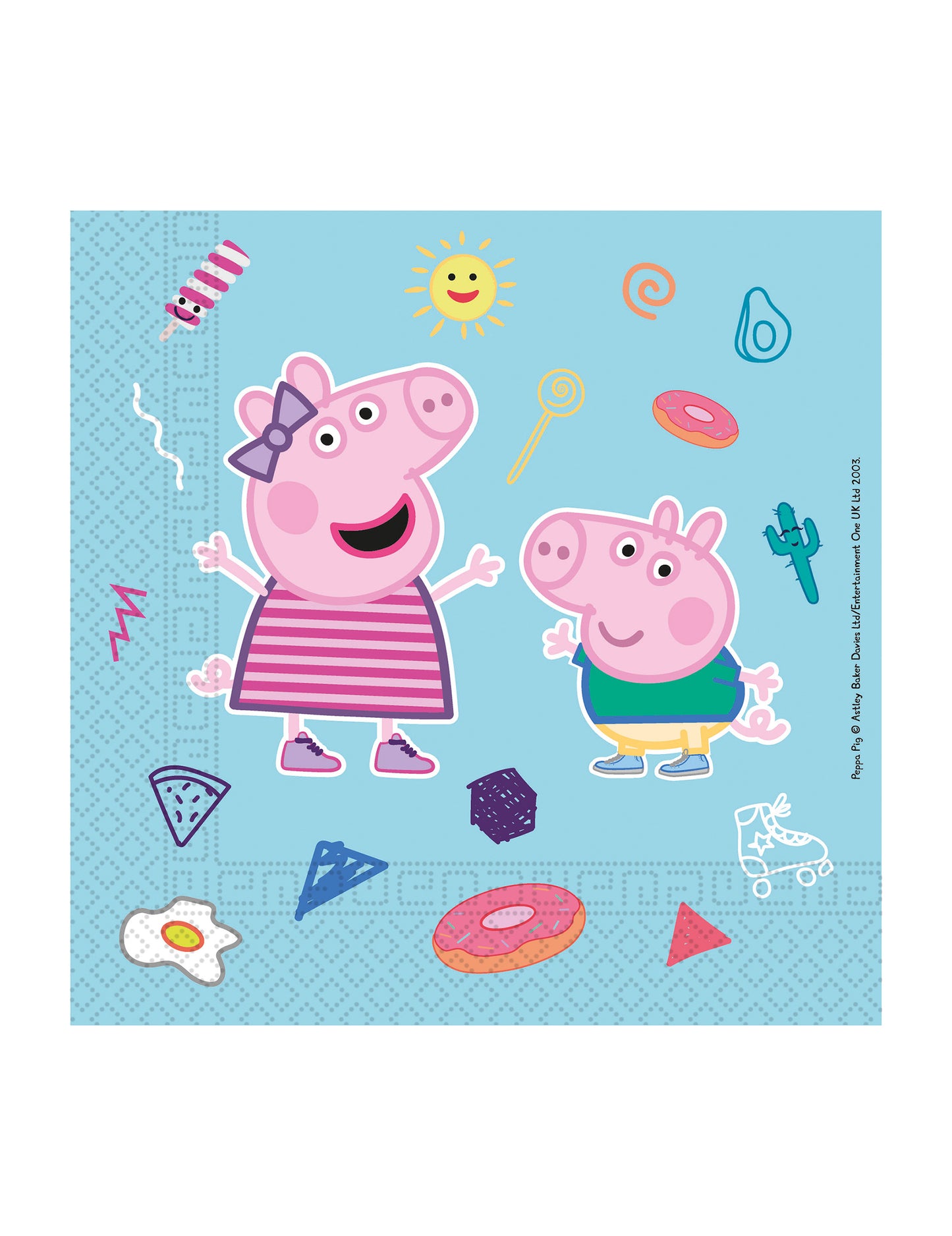 Serviettes en papier compostable Peppa Pig pour enfant bleues avec Peppa et George