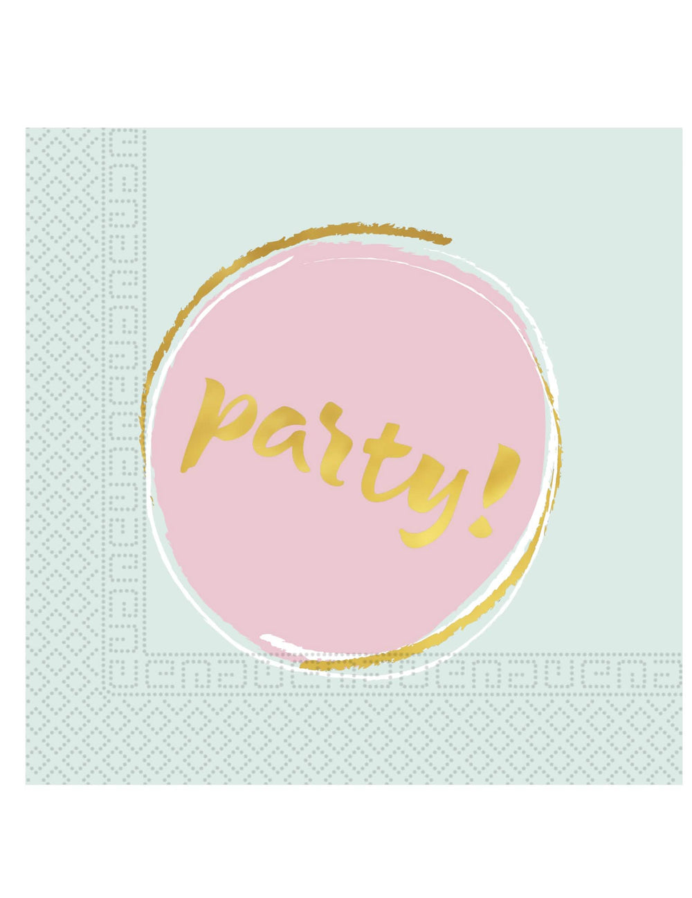 guardanapos Elegant Party para festa azul e cor de rosa pastel com texto dourado