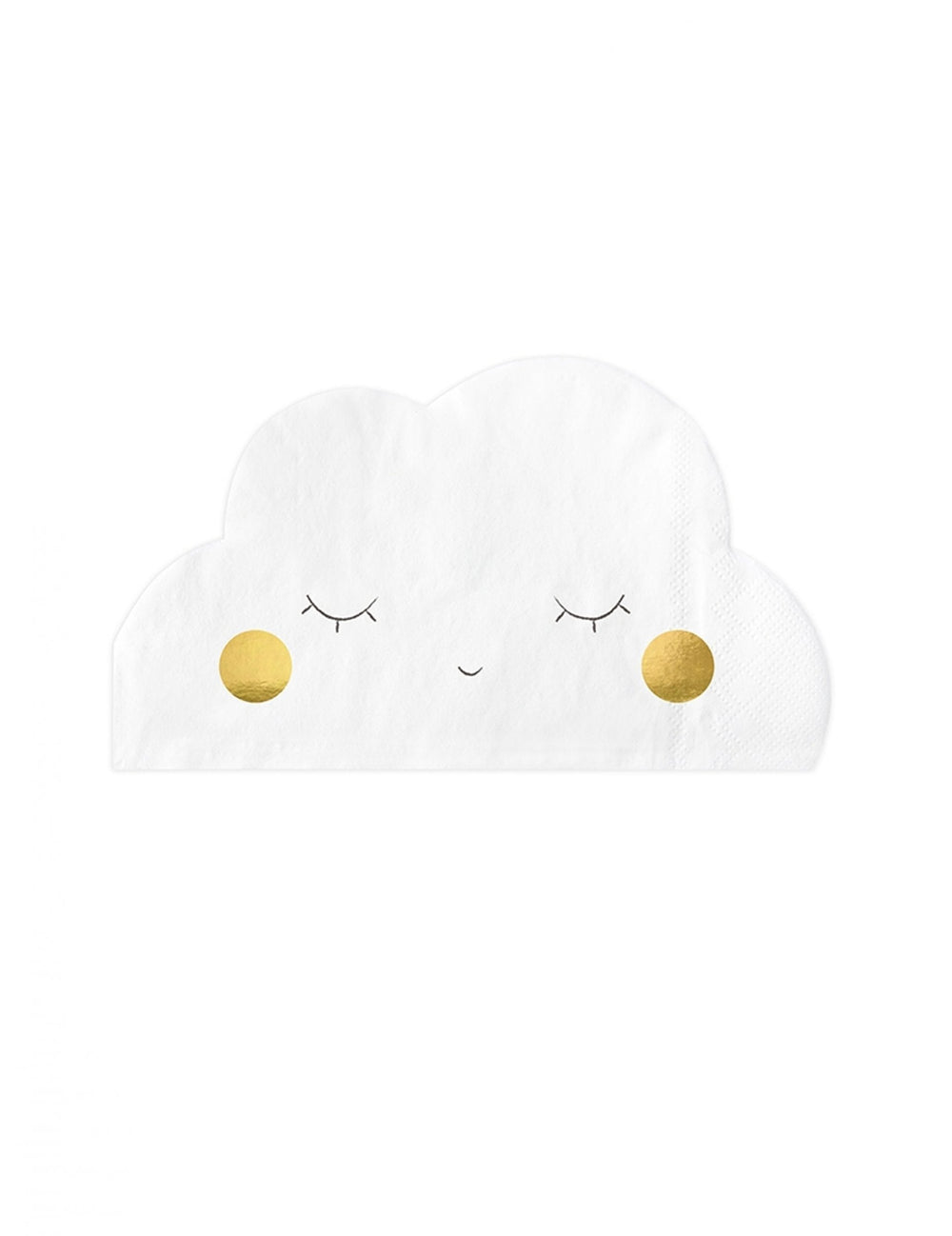 Serviettes en papier nuage pour fête blanc avec yeux fermés et détails dorés