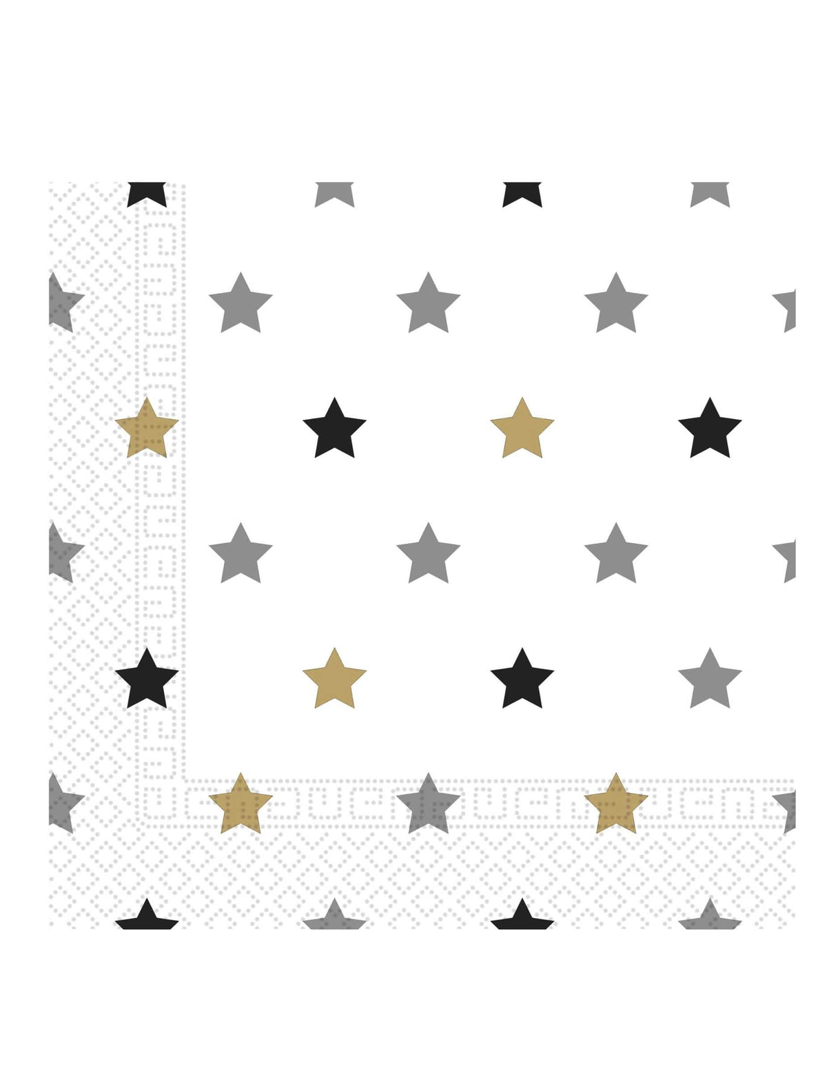 guardanapos estrelas dourado preto e prateado chique