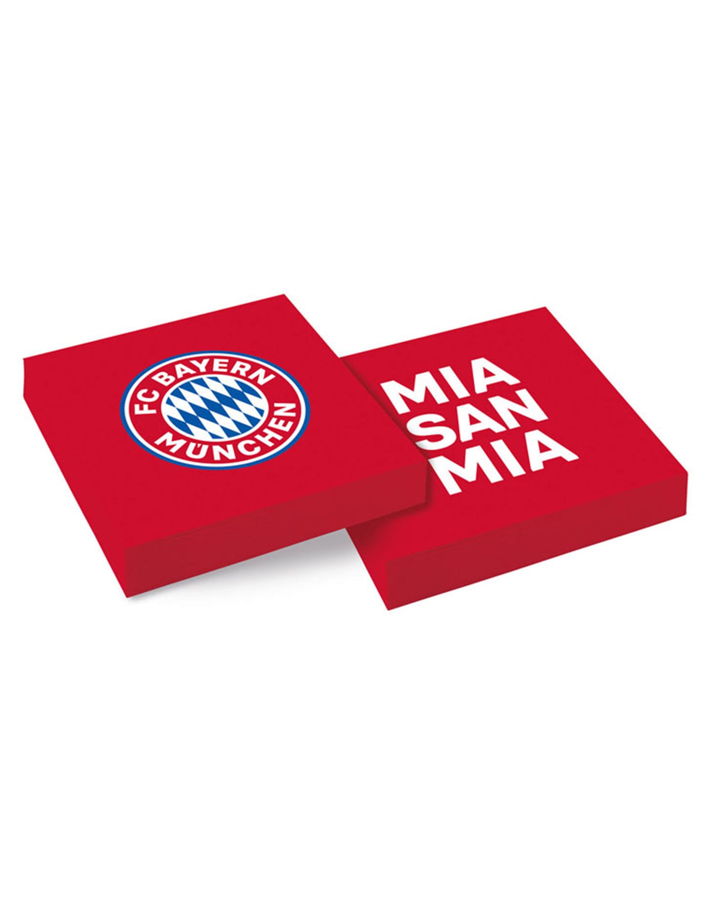 Serviettes en papier FC Bayern Munich pour fête rouge avec logo et slogan Mia San Mia