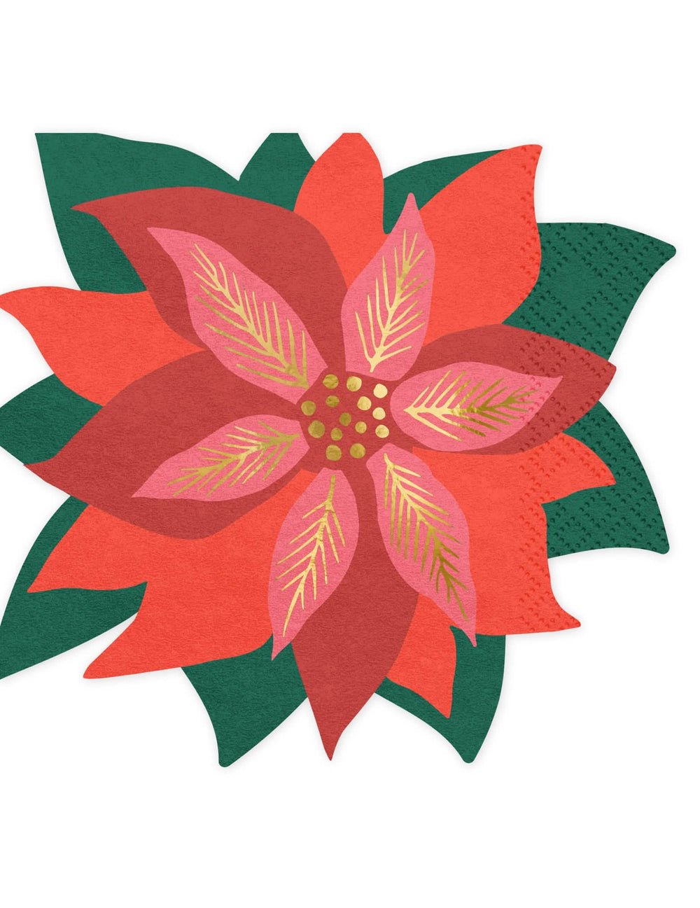 guardanapos flor de natal poinsettia vermelho e verde com detalhes dourados