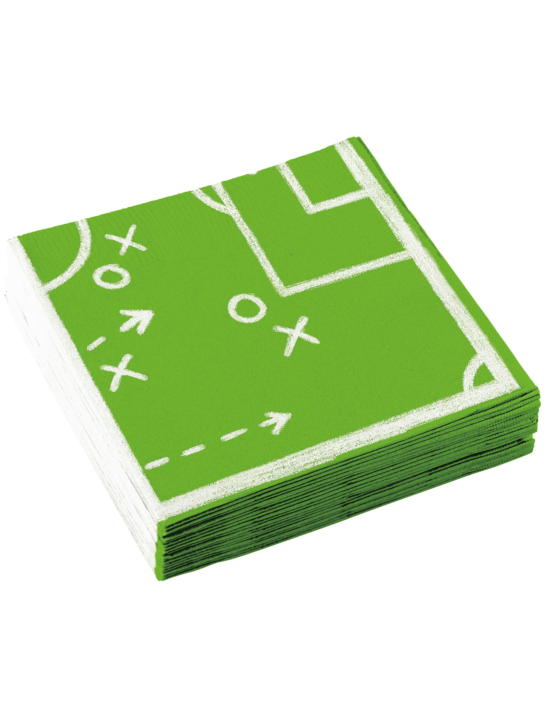 Serviettes en papier Football pour fête vertes et blanches avec motif tactique