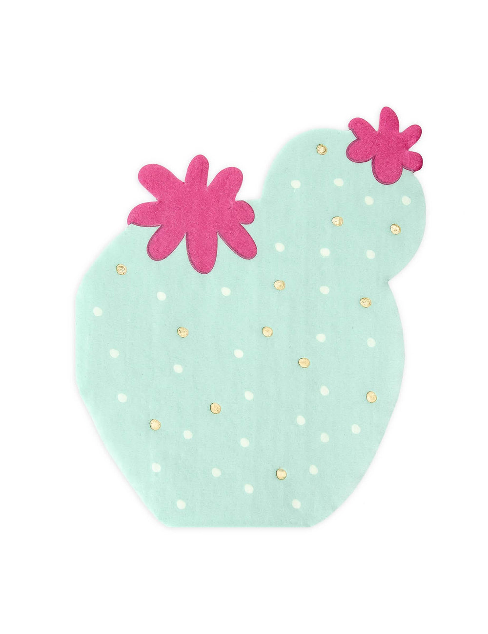 guardanapos cactus menthe et fuchsia com flores e pois dourados