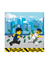 Serviettes en papier Lego City bleues avec personnages de voleurs et billets de banque