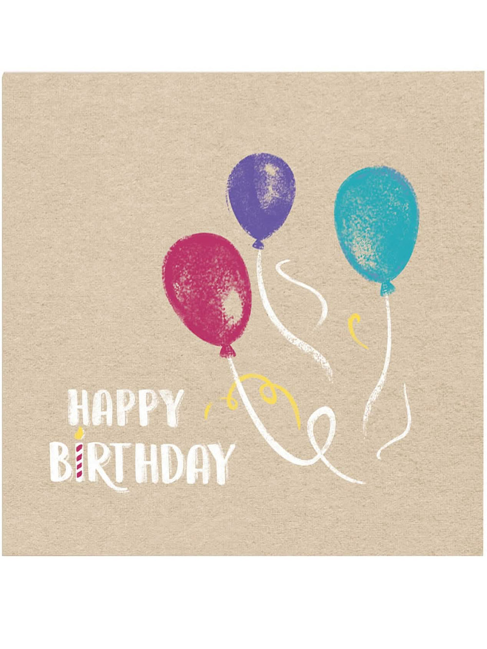 guardanapos Happy Birthday para aniversário kraft e azuis com balões coloridos