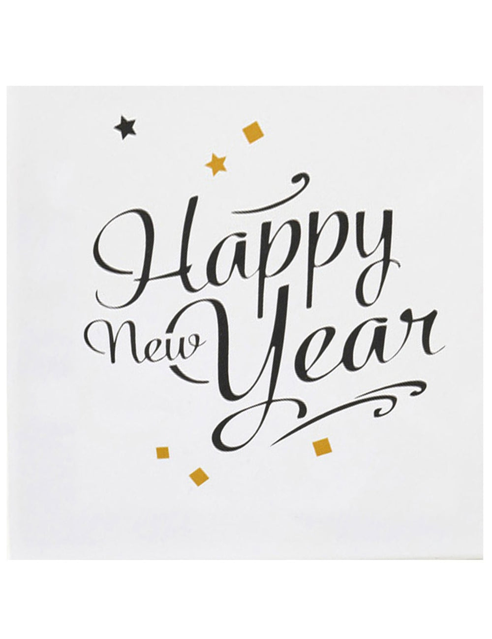 Serviettes en papier Happy New Year pour fête blanc noir et doré