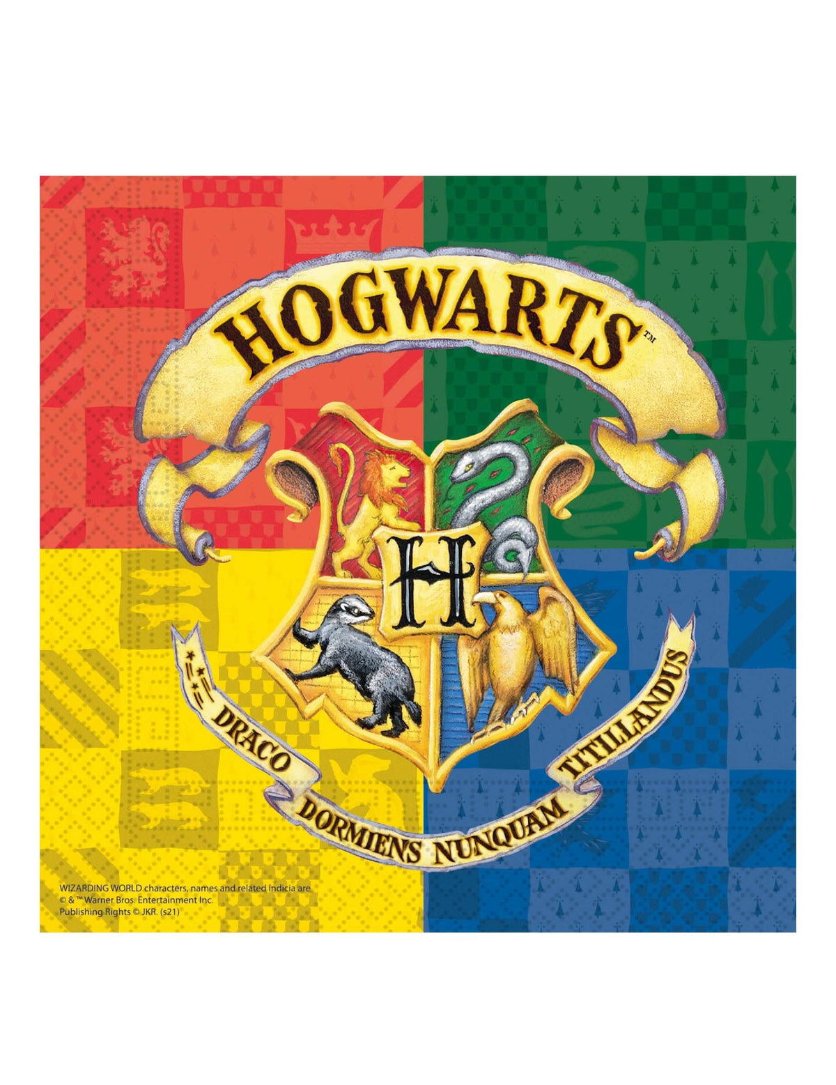 guardanapos Harry Potter com brasão de Hogwarts multicores